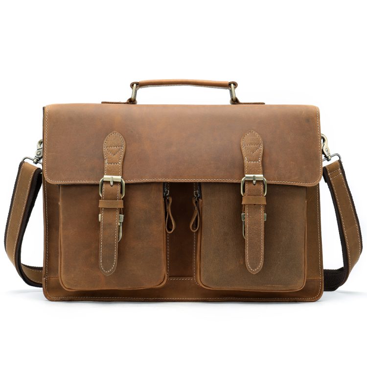 14" Vintage genuine leather laptop bag and briefcase - Image 3