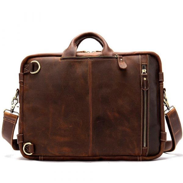 Crazy Horse Leather Laptop bag / Briefcase with backpack combo - Blok Shop
