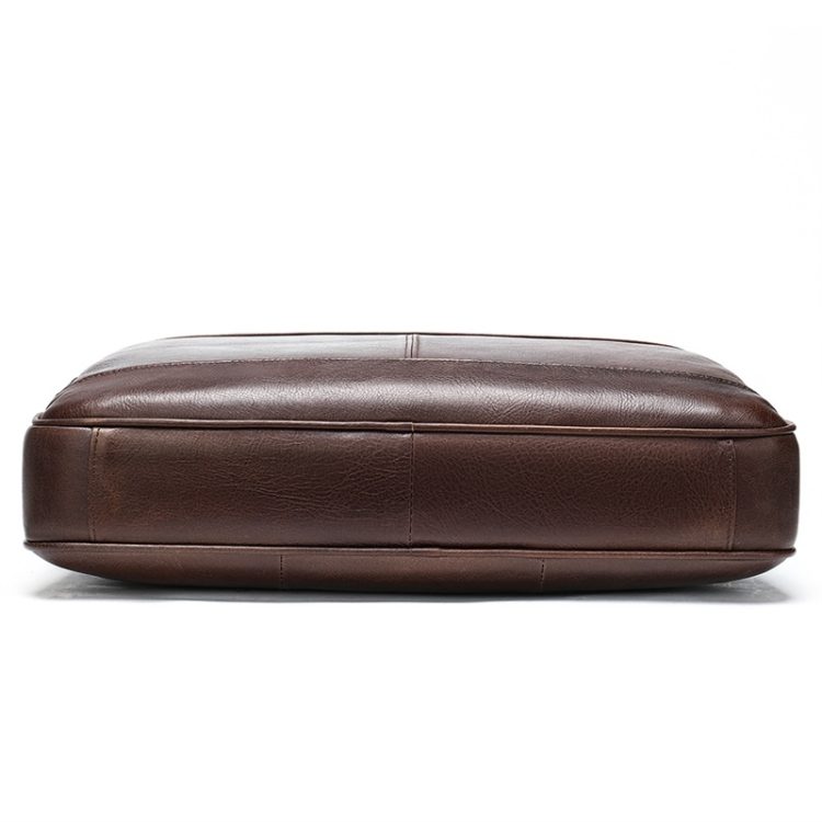 Coffee brown vintage cow leather laptop bag with shoulder and suitecase strap. Fits 15.6 inch - Image 6
