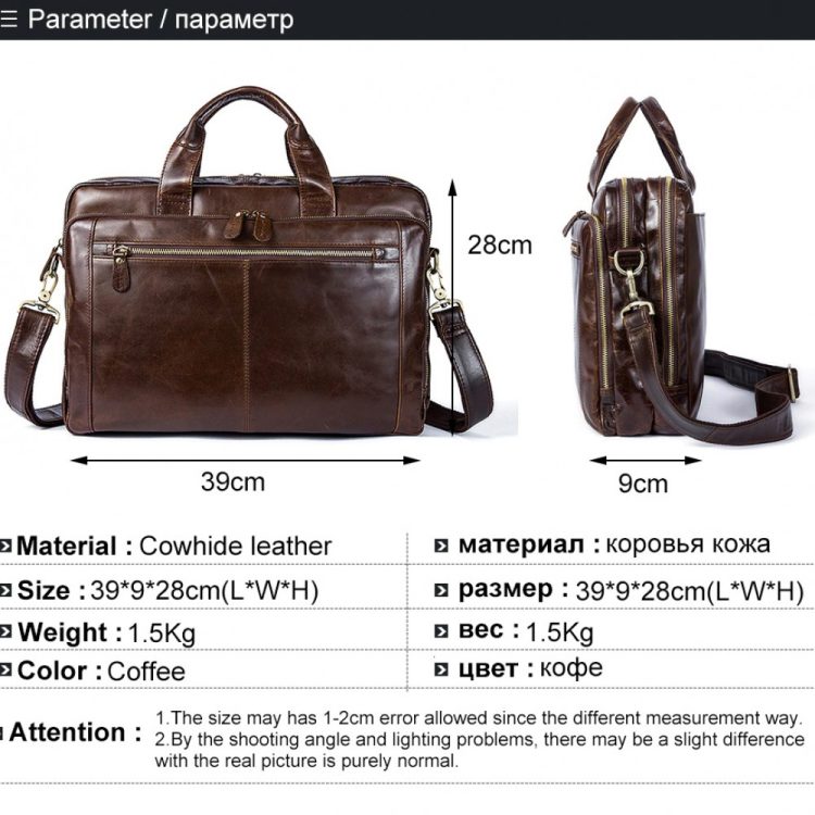 Premium business leather laptop bag with extra pockets - Image 5