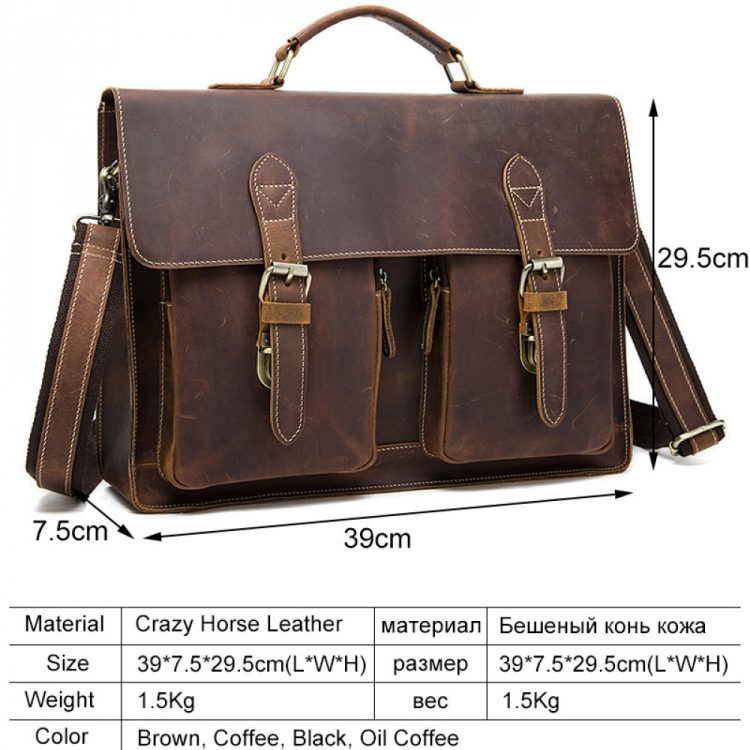 14" Vintage genuine leather laptop bag and briefcase - Image 6