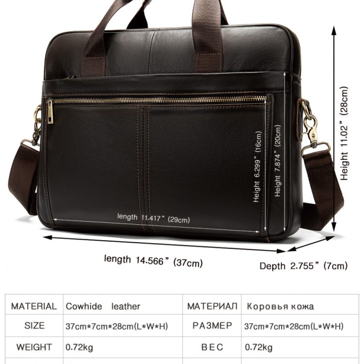 15.6"Soft leather minimalist leather bag - Image 3
