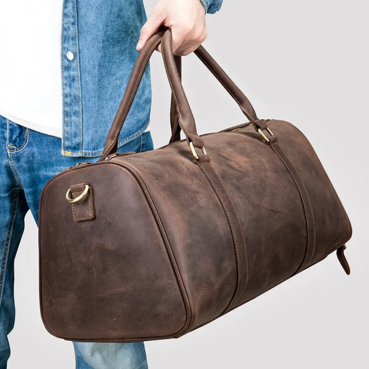 Premium Leather Travel Duffel Bag with Laptop Pocket 4022 - Image 3