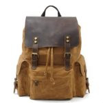 16 Grey military waxed canvas laptop bag with leather top closure - Khaki (4)