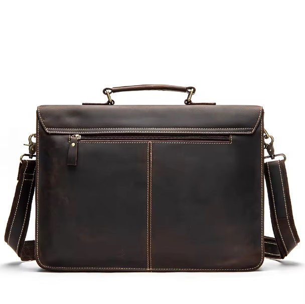 15 INCH DARK COFFEE LEATHER LAPTOP BAG 9033