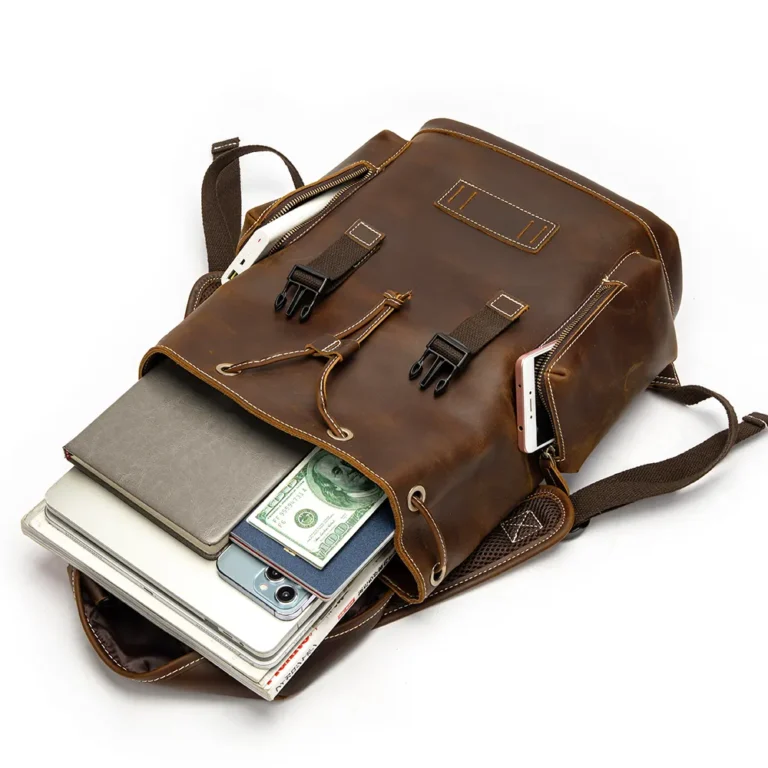 14 inch full grain leather laptop bag 7533 - Coffee - Blok Shop