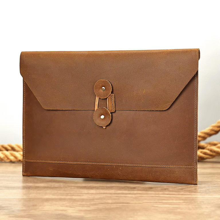 Genuine leather portfolio file folder