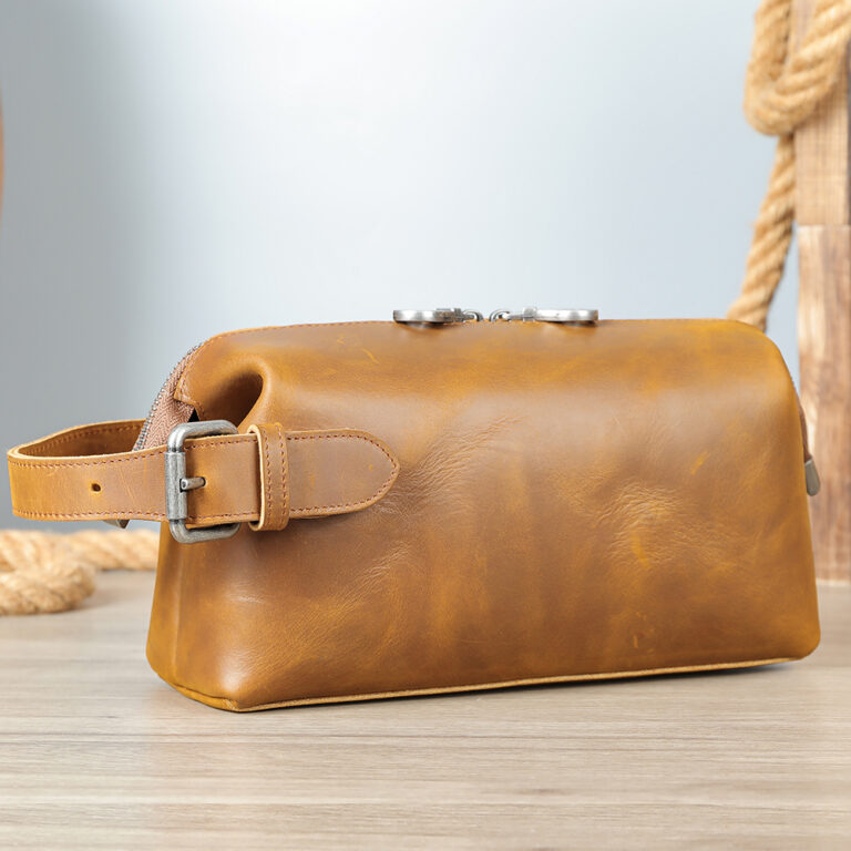 Travel Toiletry Organizer Clutch Leather Bag