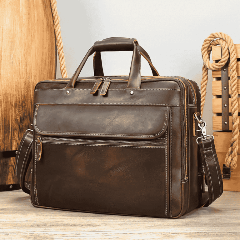 Natural Leather Professional Business Office 17 inch Laptop Briefcase 5107 (1)