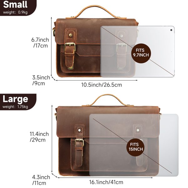 15 Inch Dark Coffee Leather Laptop Bag 5134 2