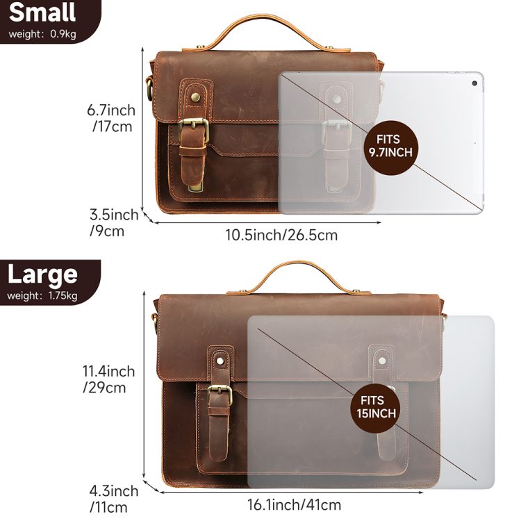 15 Inch Dark Coffee Leather Laptop Bag 5134 2