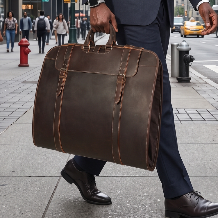 2-in-1 Genuine Leather Garment Duffle Bag – Convertible Suit Travel Bag