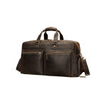 Vintage Genuine Leather Travel Duffle Bag – Large Capacity Weekender with Shoe Compartment